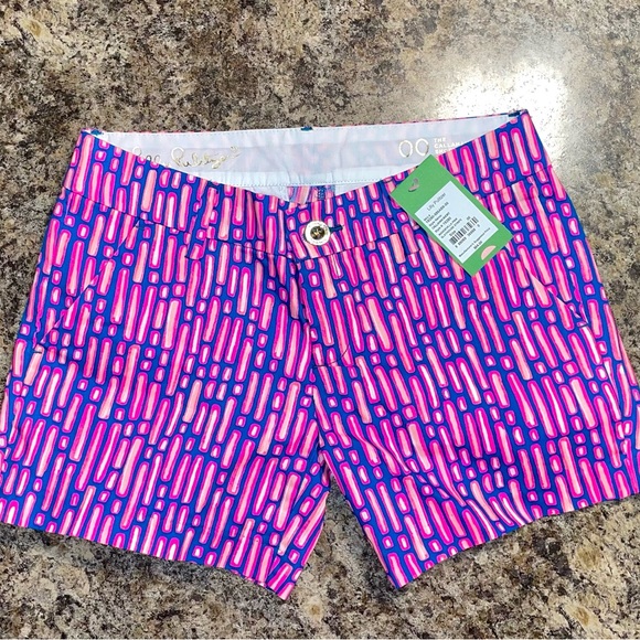 Lilly Pulitzer The Callahan Shorts Mandevilla Pink Slathouse Stripe - Size 00 - Picture 1 of 9